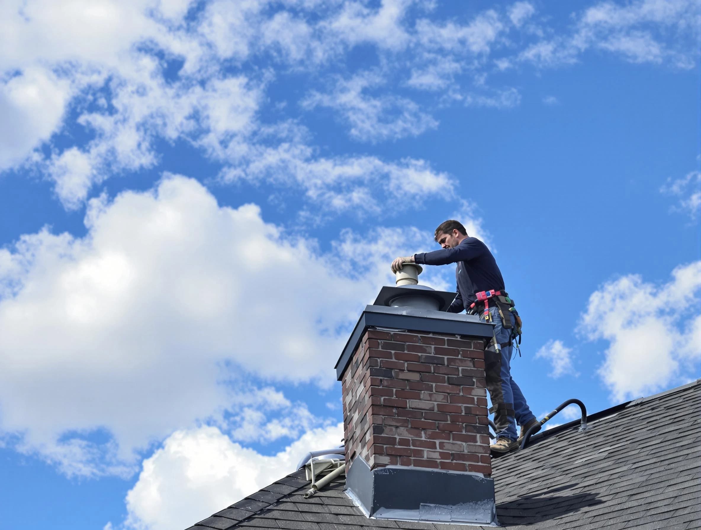 San Tan Valley Chimney Sweep installing a sturdy chimney cap in San Tan Valley, AZ