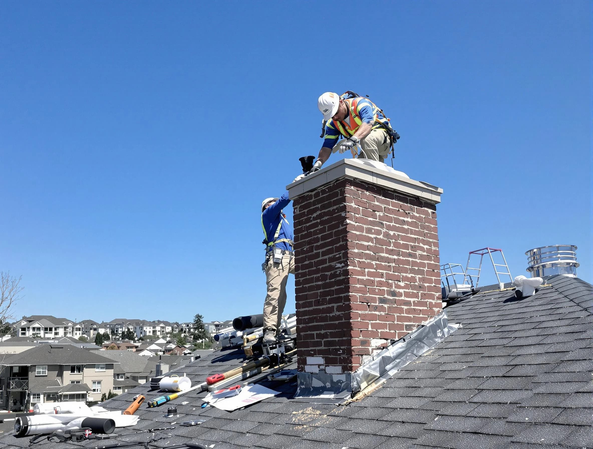 San Tan Valley Chimney Sweep repairing a chimney crown in San Tan Valley, AZ
