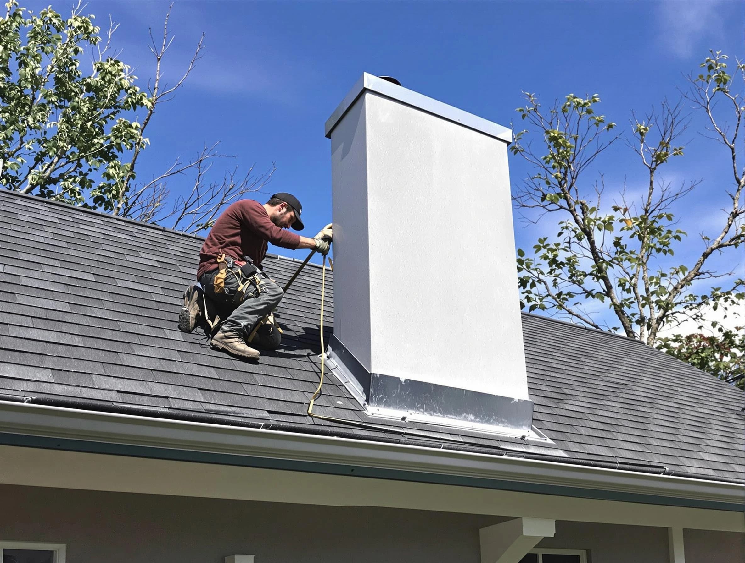 San Tan Valley Chimney Sweep team member finishing chimney construction in San Tan Valley, AZ