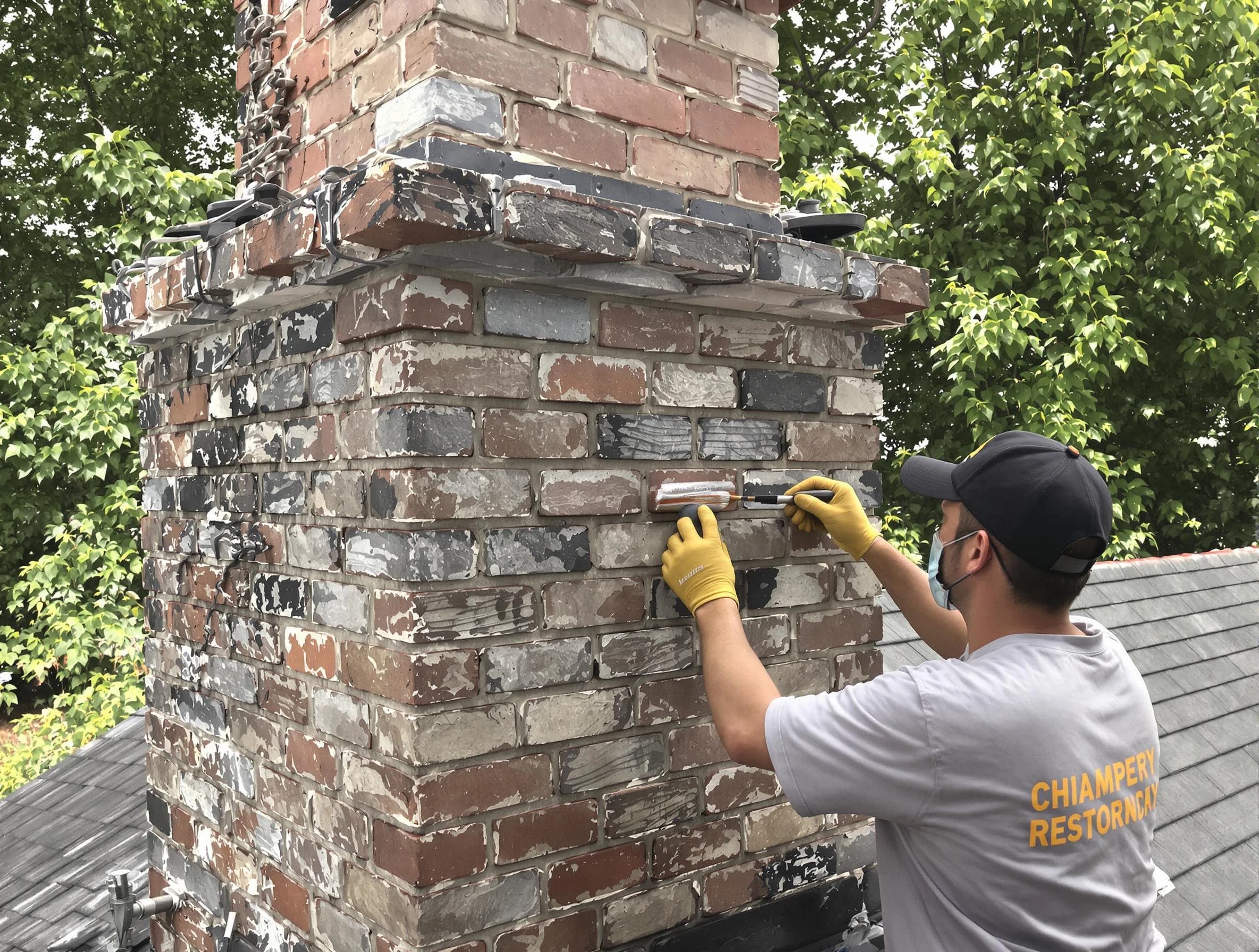 In-progress chimney restoration by San Tan Valley Chimney Sweep in San Tan Valley, AZ
