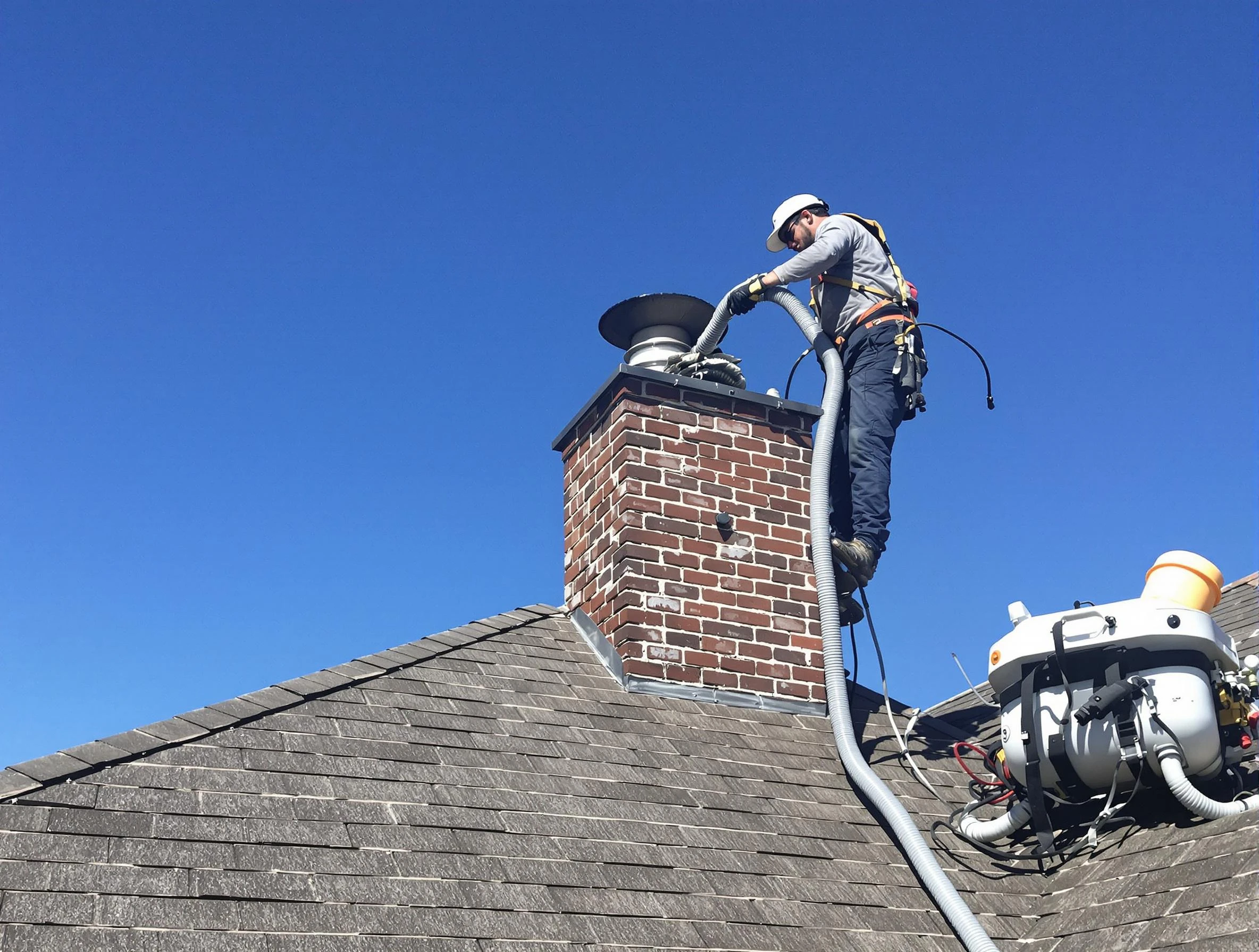 Dedicated San Tan Valley Chimney Sweep team member cleaning a chimney in San Tan Valley, AZ