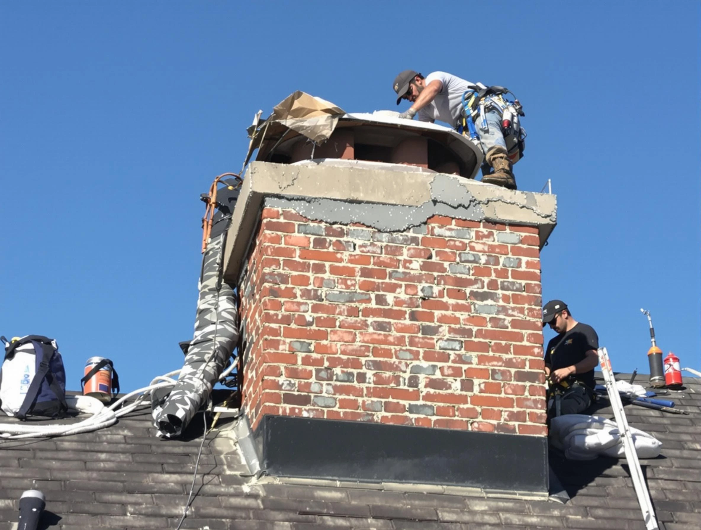 San Tan Valley Chimney Sweep installing a custom chimney crown in San Tan Valley, AZ